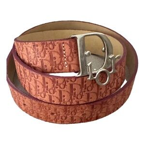 Vintage Christian Dior Logo Belt — Pink Monogram, “Dior” Buckle — Authenticated